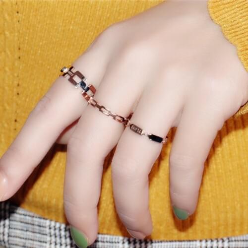 YUN RUO Black Hollow Out Ring Rose Gold Fashion 316 L Titanium Steel Jewelry Birthday Gift Woman Gift Never Fade Drop Shipping