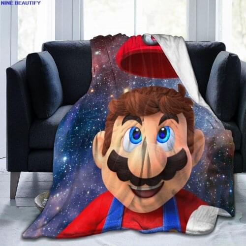 2021 Kids Super Mario Cartoon Blanket 3D Design Flannel Woolen Blanket Animation Boy Girl Warm Bed Throw Blanket