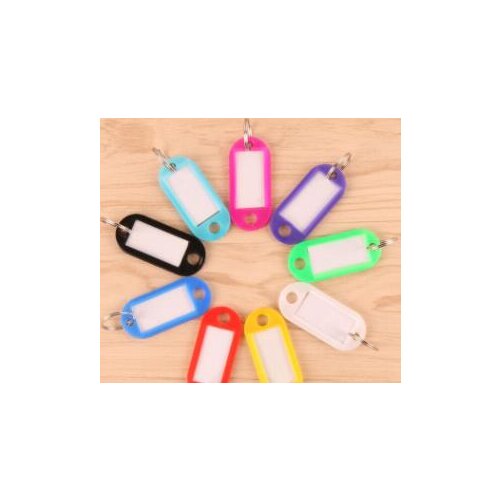 10Pcs Plastic Keychain Key Tags Id Label Name Tags With Split Ring For Baggage Key Chains Key Rings
