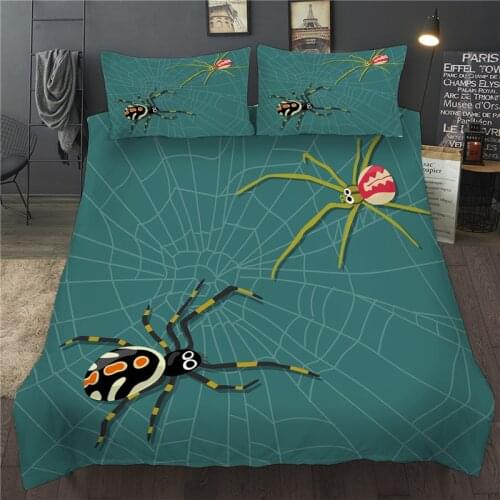 3D Animal Bedding Set Black Spider Print Queen King Bed Clothes Single Double Twin Full Duvet Cover Set Pillowcases For Child