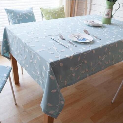 Korean Pastoral Blue Cotton Tablecloth Embroidered Table Cloth Table Decor Chair Cushion Modern Table Cover Dustproof Cloth