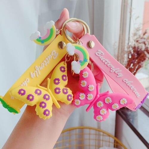 Creative Fashion Cute Butterfly Keychain Boy and Girl Gift Bag Key Chain Personality Cartoon Mobile Phone Pendant Keychain
