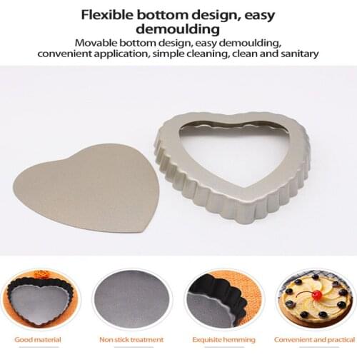 Cake Cup Kitchen Tart Mould Mold Baking Removable Bottom Non-stick Quiche Tool Baking Pan Template Plate Heart-shaped Cake Pan