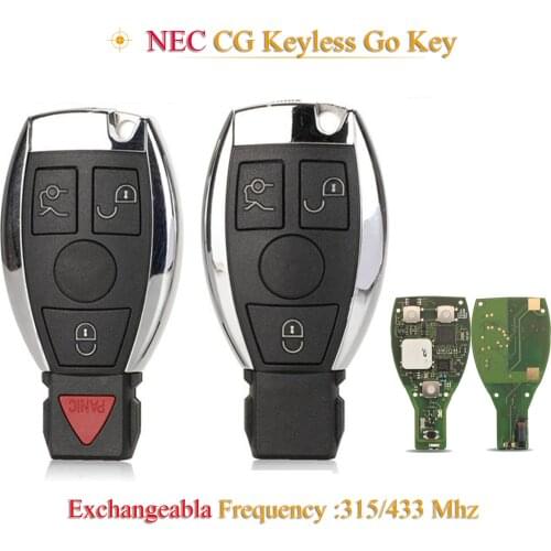 Kutery 3/4 Buttons Car Remote Key Fob NEC Keyless go 315/433MHz For Mercedes Benz Before 2009