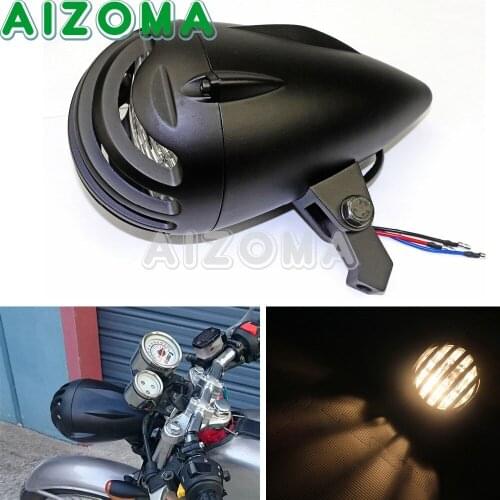 4.5" Billet Aluminum Retro Headlights Headlamp Motorcycle 12v H4 Bulbs Head Lights For Harley Sportster Dyna Chopper Cafe Racer