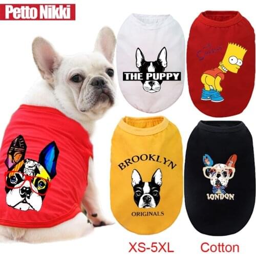 Pet Dog Vest Summer Cool Cute Dog Clothes Puppy Cartoons Cotton Dog Clothing For Large Dogs Vest French Bulldog Golden Costume