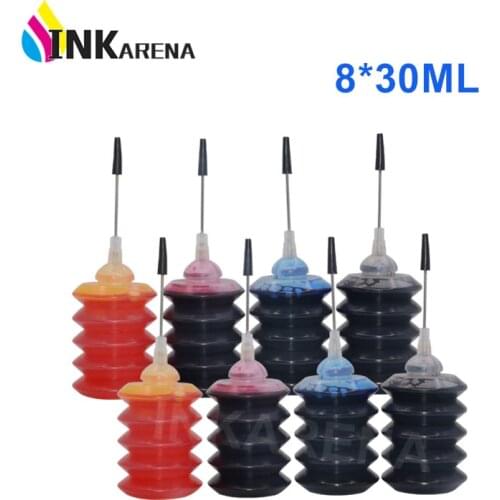 Inkarena 30ml X 8 Bottle Printer Dye Ink Refill Kit For HP For Canon For Brother For Epson Refillable Cartridge Ciss Ink System