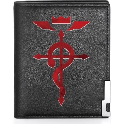 New Arrivals Fullmetal Alchemist Leather Men Wallet Classic Credit Card Holder Short Purse