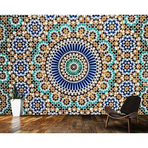 Papel de parede Moroccan tiles background retro abstract wallpaper,living room tv wall bedroom kitchen wall papers home decor
