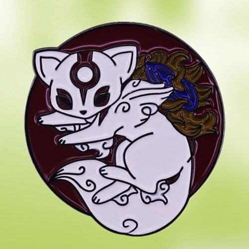 Okami Amaterasu Shiranui White Wolf God Goddess Enamel Pin Video game Myth Fantasy japanese mythology sun dog brooch