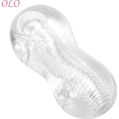 OLO Transparents Male Masturbator Penis Exercise Adult Products Sex Toys for Men Sex Shop Pocket Pussy Soft Jelly