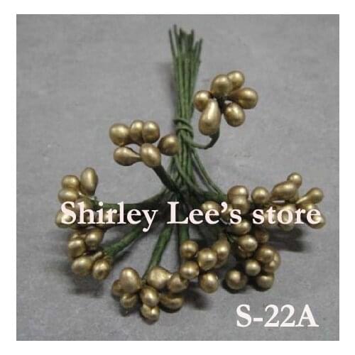 Wholesale--120 Bunches 4.5"H Golden Berry Cluster Bouquets Artificial Flower Stamen Pip Berry Stems (Free Shipping By Express)