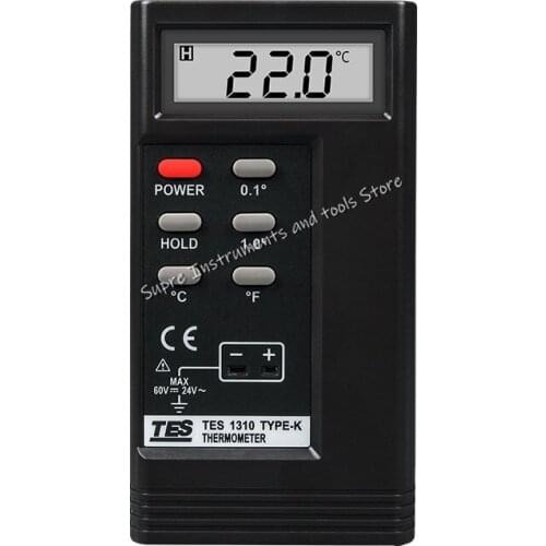 Original TES1310 Digital K Type Thermocouple Thermoemter With Probe T1 & T2 Dual Points Display Resolution Selection Handheld
