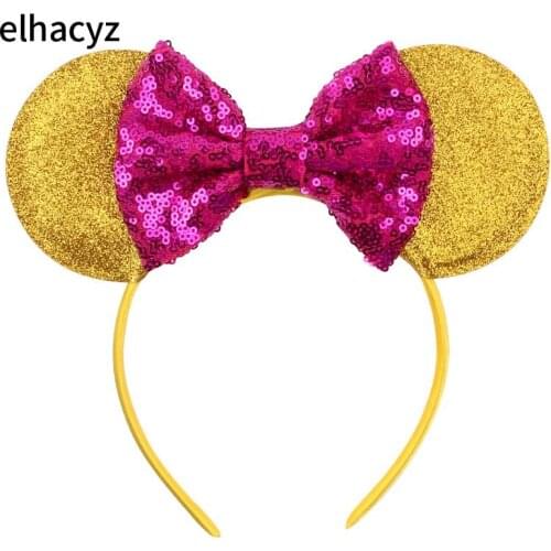 1PC 2021 New Fashion Glitter Sequin Bow Mouse Ears Headband Girls Hair Band Trendy Kids Headwear Party Decoration Hair Accessory