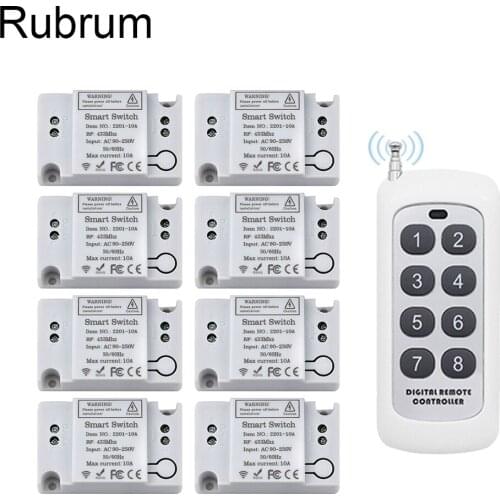 Rubrum High Power Wireless Remote Control Switch AC 110V 220V 10A and 433Mhz Remote Control Transmitter For Led Light Controller
