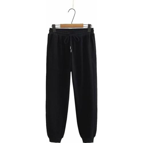 Plus size Elastic Waist fleece inside Solid black gray women loose pants 2021 new autumn winter casual ladies pants female