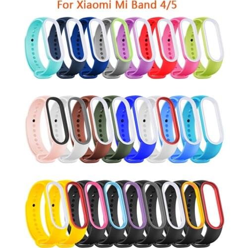 For Mi Band 5 4 ремешок Silicone TPU Wrist Strap Watch Band For Xiaomi Mi Band 4 5 Bracelet Dual-color Replacement Strap