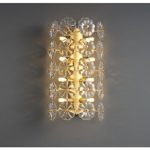 LED Flower petal wall lamps gold copper modern luxury wall lights in bedroom brass wall sconce living room foyer hallway lights
