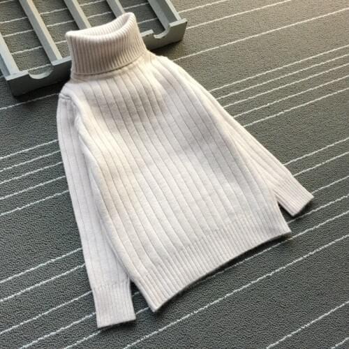 Childrens Turtleneck Sweater Turtleneck Girls' Knitwear 2020 Fall/Winter Medium and Big Kids Solid Color Thickening Base Shirt