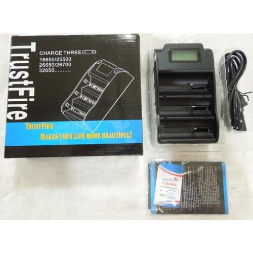 TrustFire TR-008 Intelligent 3 slots Li-ion Battery Charger with LCD Display Screen For 3.0V 4.2V 18650 25500 26700 26650 32650