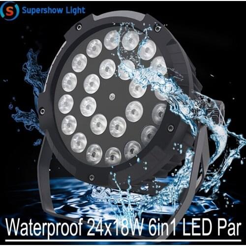 Waterproof 24x18W LED Par Light RGBWA UV 6in1 Flat Par Can DMX512 Professional Stage Lighting Equipment
