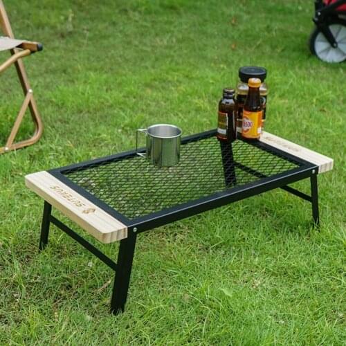 Picnic Iron Table Outdoor Camping Grill BBQ Foldable Mini Table Barbecue Tours Tableware Desk Furniture Multifunctional Desks