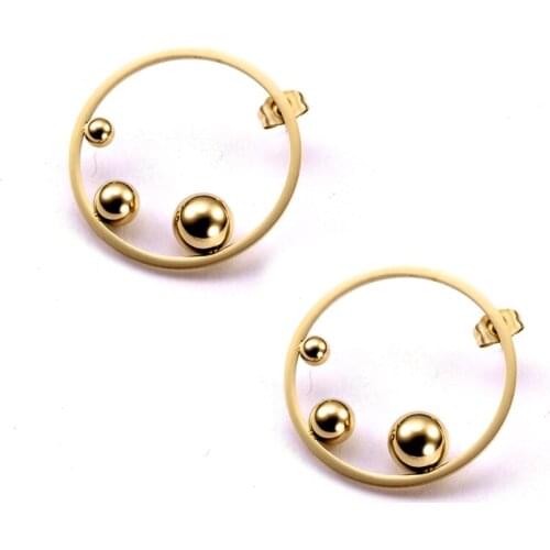 Classic Simple Round Ball Cute Charm Stud Earrings For Women Girls Wedding Party Stainless Jewelry boucle d'oreille femme