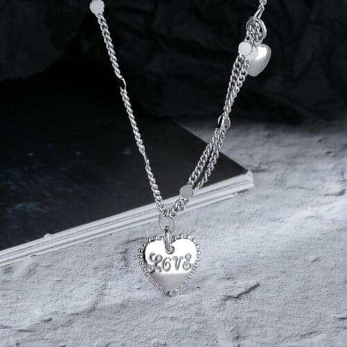 VENTFILLE 925 Sterling Silver New Love Heart Pendant Necklace Female Trend Niche Design Cute Romantic Simple Clavicle Chain Gift