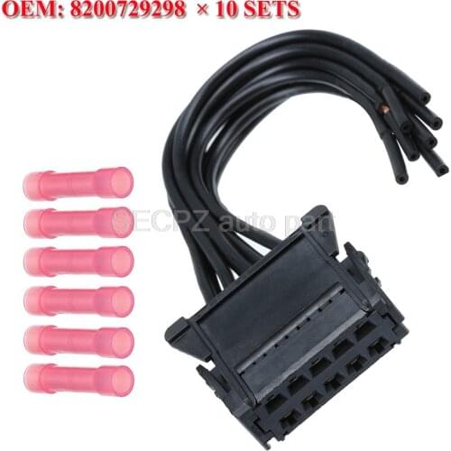 10 Sets Heater Blower Resistor Wiring Loom Harness Connector for Renault Megane 2 Scenic II 8200729298