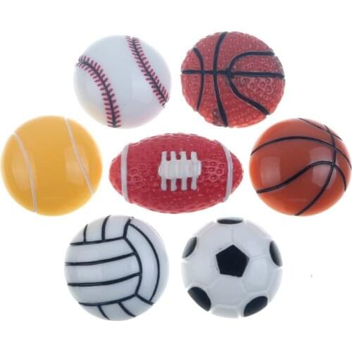 10pcs 25mm Mini Resin Football Basketball Decoration Crafts Flatback Cabochon Embellishments For Scrapbooking Accessories