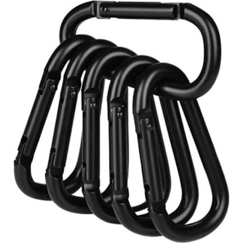 10PCS D-Shape Black Hanging Metal Buckle Spring Keychain Clip Hook 4# Carabiner Hanging Buckle Hook for Camping Fishing Hiking
