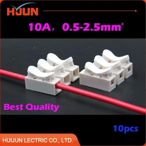 10pcs/lot 3 Pin 10A Push Quick Cable Connector Universal Reuseable Clamp Wire Terminal Wiring 1500W 250V CH-3