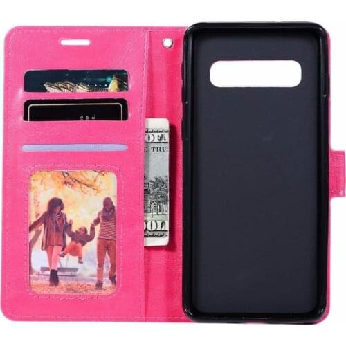 10pcs/lot Soft TPU + PU Leather Crazy Horse Wallet Leather Case for Samsung S10 5G S10 S10Lite S10Plus A20E A8S A10S A20S