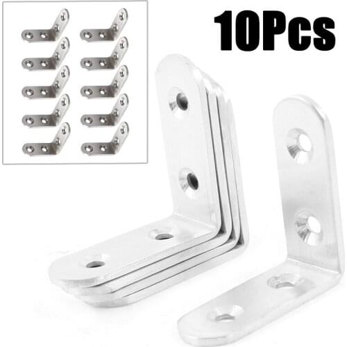 10pcs Angle Bracket Joint Shelf Support L Shape Stainless Steel Connector For Table Furniture Cabinet Screens Wall Hardware