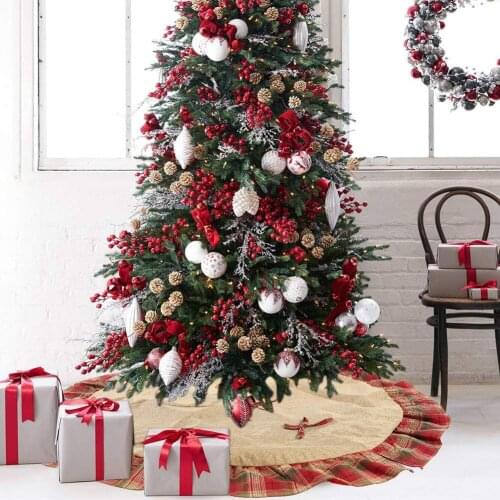 120CM Christmas Tree Skirts Linen Carpet Merry Christmas Decoration for Home Natal Natal Tree Skirts New Year Decoration