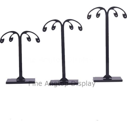 3 Pcs/Set Earrings Shelf Fashion Jewelry Stand Holder Black Display Rack Acrylic Ear Stud Showcase Desktop Trade Show Organizer