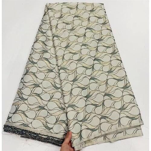 5Yards African Brocade Fabric Jacquard Lace Cloth Nigerian Floral Damask Material Tissus Africaine Tela For Sewing Dress PJZ24