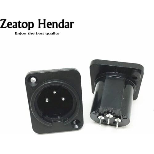 50Pcs XLR 3 Pin Male Chassis Panel Mounted Socket Connector Adapter Black