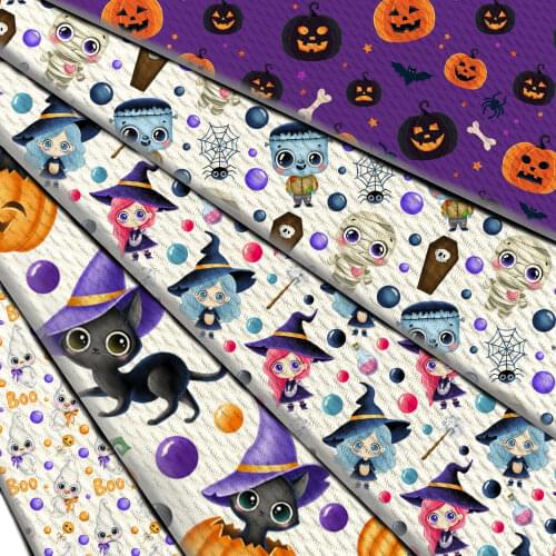 50x145cm Halloween Mummy Cute Witch Bullet Textured Holiday Cat Pumpkin Liverpool Fabric for Sewing DIY Handmade Cloth