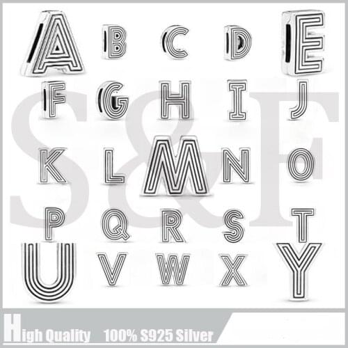 925 Sterling Silver Reflexions Letter A-Z Clip Charm Beads amazing Fits Pandora Reflexion Watch Chain Bracelets Jewelry