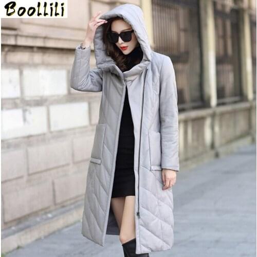 Boollili Real Leather Jacket Winter Coat Women Clothes 2020 Genuine Sheepskin Coat Slim Hooded White Duck Down Coat Women