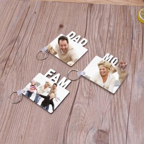 5Pcs Blank Mom Dad Family MDF Keychains Sublimation Heat Transfer Photo Wooden DIY Keychains Keyrings Kit Jewelry Making