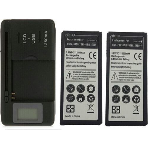 Ciszean 2x 2500mAh EB-BG850BBC EB-BG850BB Replacement Battery + LCD Universal Charger For SamSung Galaxy Alpha G850 G850F G8508