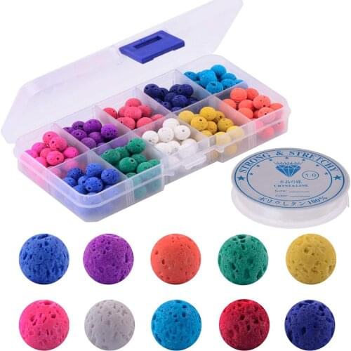 Color Beads Box for Jewelry Making Bracelets for Women 8MM Volcanic Stone Beaded Kit 10 box Combination 200 One
