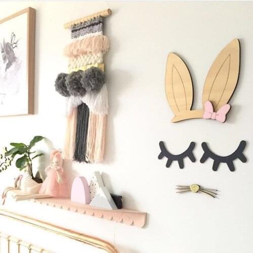 Baby Room Decor Wooden Wall Stickers Cute Rabbit Shape for Children Room Sticker Kids Nursery Wall Decals Home Decor