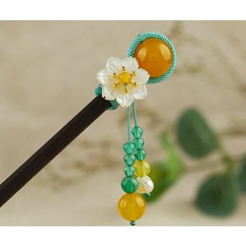 Chinese Style Wooden Hairpin, Retro Tassel Palace Costume Headdress