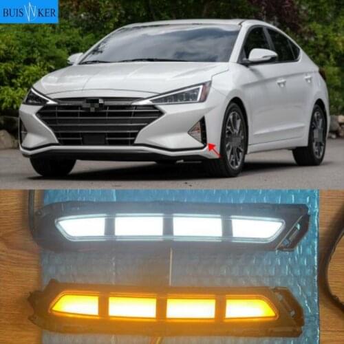 DRL for Hyundai Elantra 2019 2020 AVANTE LED Daytime Running Lights Daylight fog lamp with with Yellow Turn signal style relay