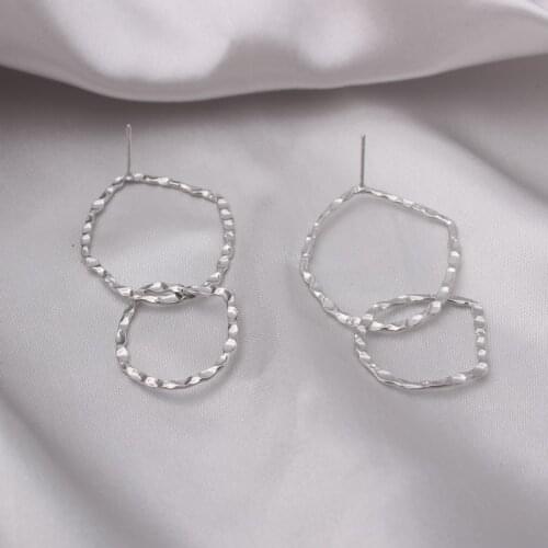 Hot Sale Geometric Irregular Oval Earrings For Women Silver Color Stud Ear Ring Simple Fashion Jewelry Bijoux Wholesale