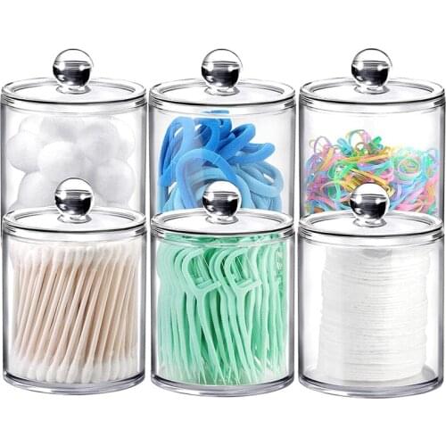 HOT Qtip Dispenser Apothecary Jars Bathroom With Lids- Qtip Holder Storage Canister Organization For Cotton Ball,Cotton Swab