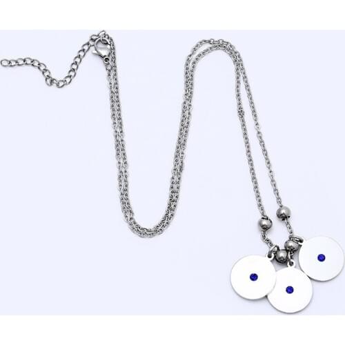 Fashion Simple Stainless Steel Necklace Crystal Beads Round Combination Necklace For Women Girl Accessories